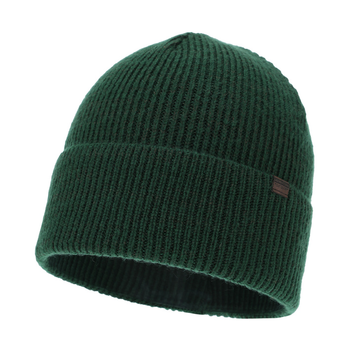 Men's winter hat, black-green, with merino wool, Korins
