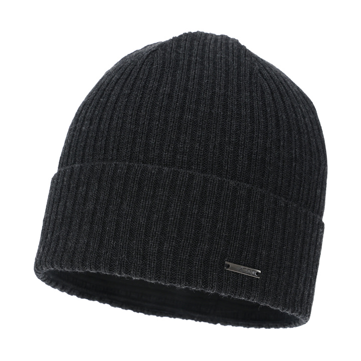 Men's winter hat, dark gray, with merino wool, Baltor