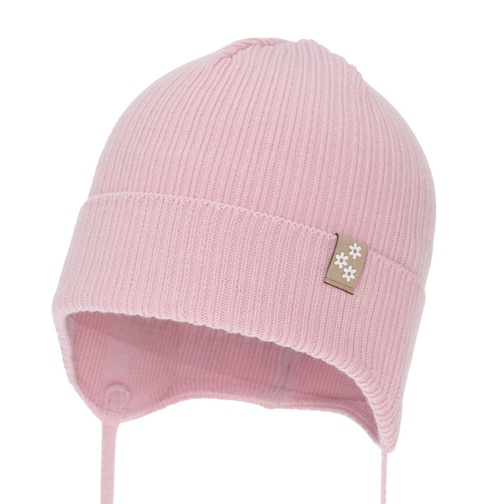 Girl's spring/ autumn hat, pink, cotton, with ears, Lunara