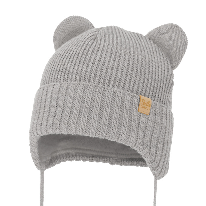 Boy's winter hat grey with merino wool Shedon