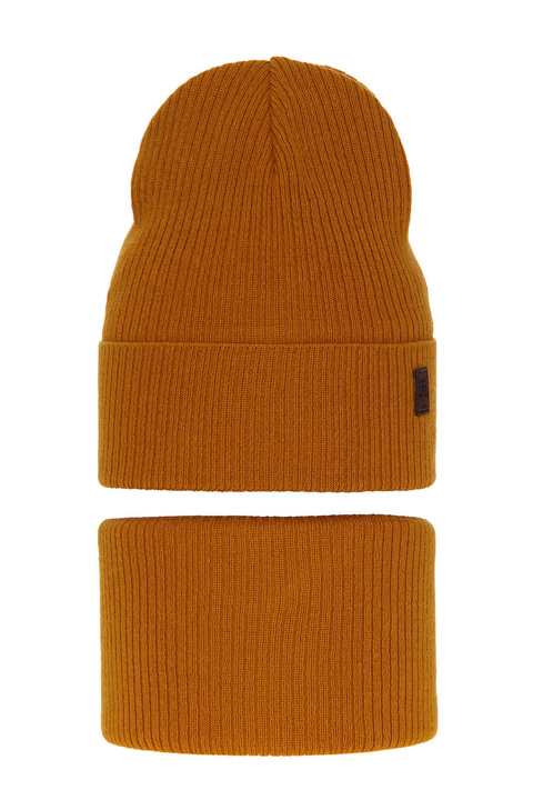 Children's autumn/ spring set: hat and tube scarf, with cotton, honey Dragon