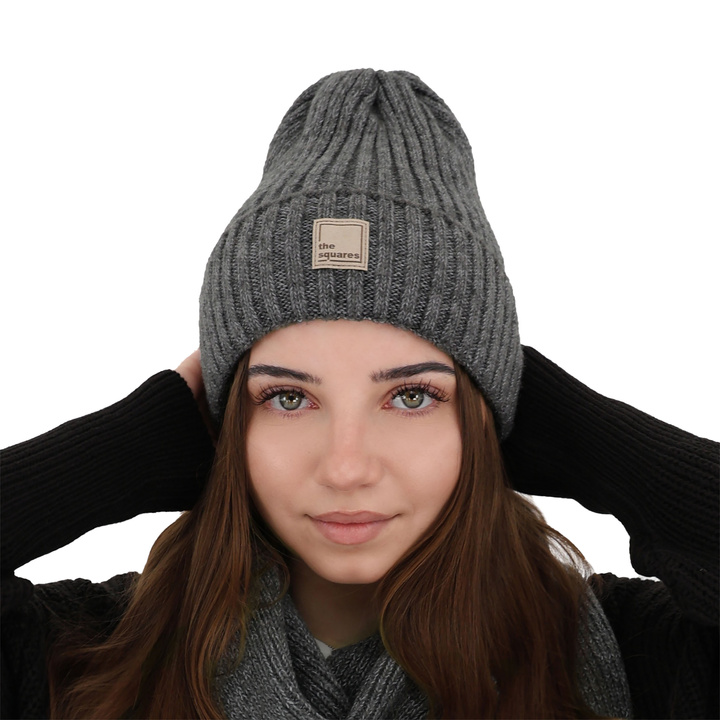 Woman's winter hat grey merino wool Benedetta