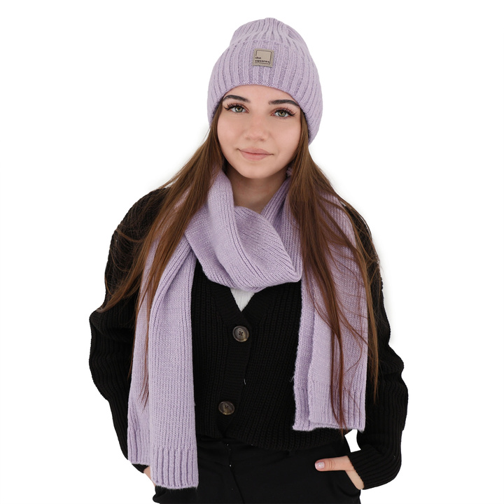 Women's winter scarf violet merino wool Loretta