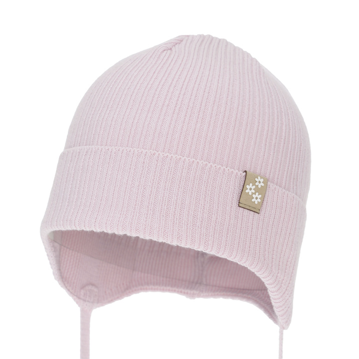 Girl's spring/ autumn hat, light pink, with ears, 100% cotton, Lunara