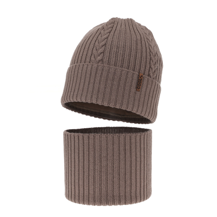 Boy's winter set: hat and tube scarf brown 100% extra finemerino wool Wilson