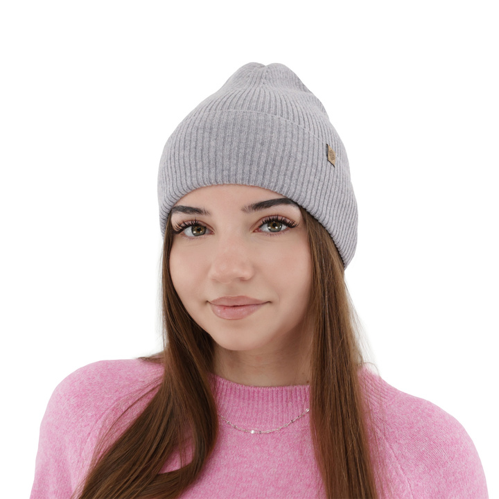 Woman's autumn/winter hat, gray, with merino wool and cashmere, Alineta