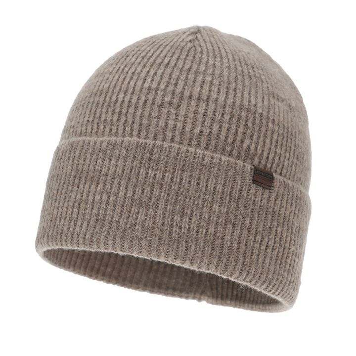 Men's winter hat, beige, with merino wool, Korins