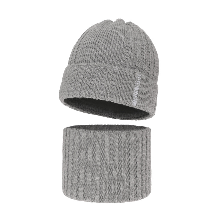 Boy's winter set: hat and tube scarf grey Balaton