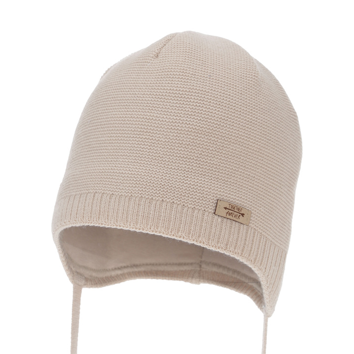 Girl's spring/ autumn hat, beige, with ears, Svenja