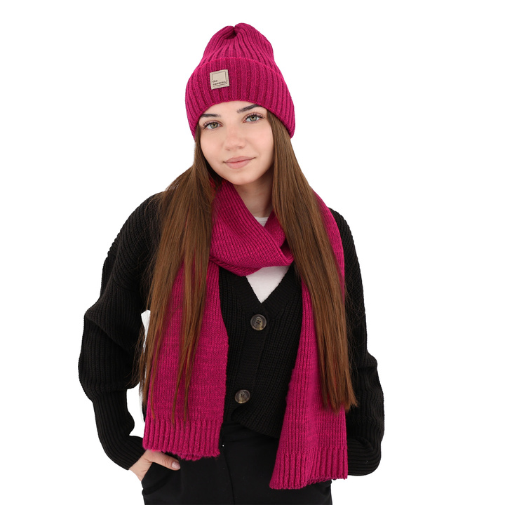 Women's winter scarf pink merino wool Loretta