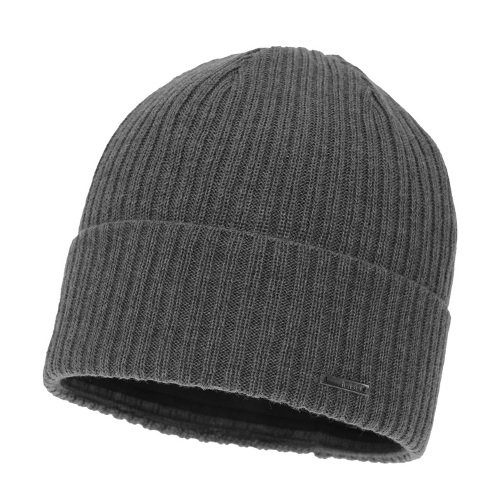 Men's winter hat, grey, with merino wool, Baltor