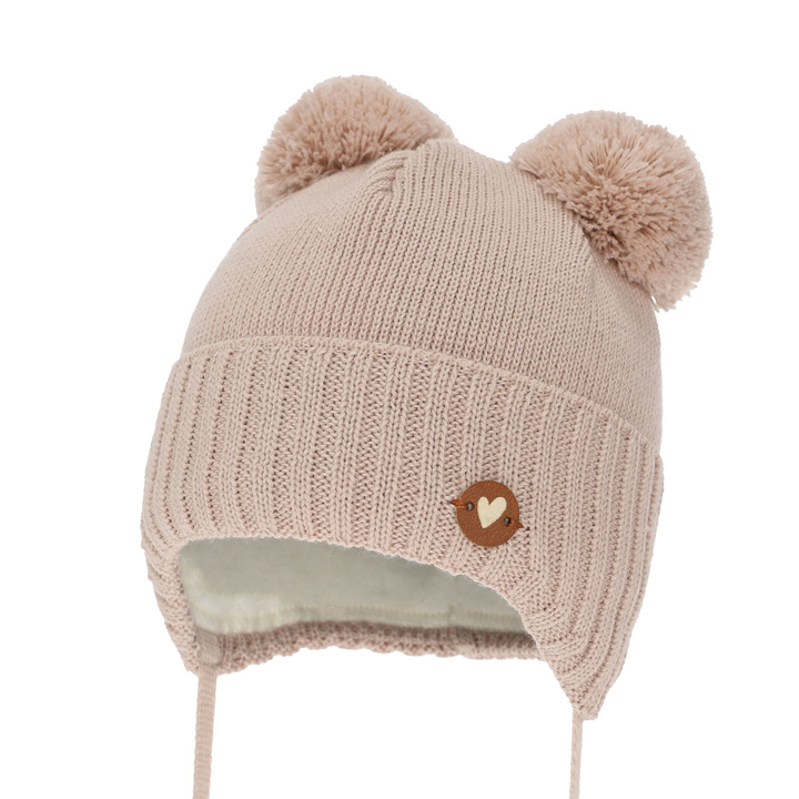 Girl's winter hat beige with merino wool Dari