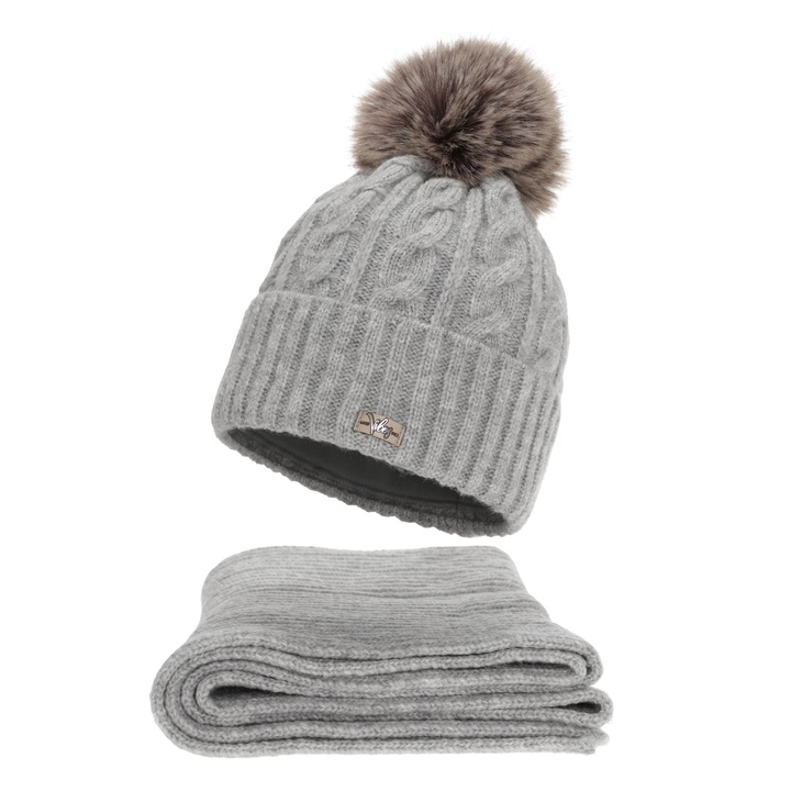 Woman's winter set: hat and scarf, gray, Lunetta