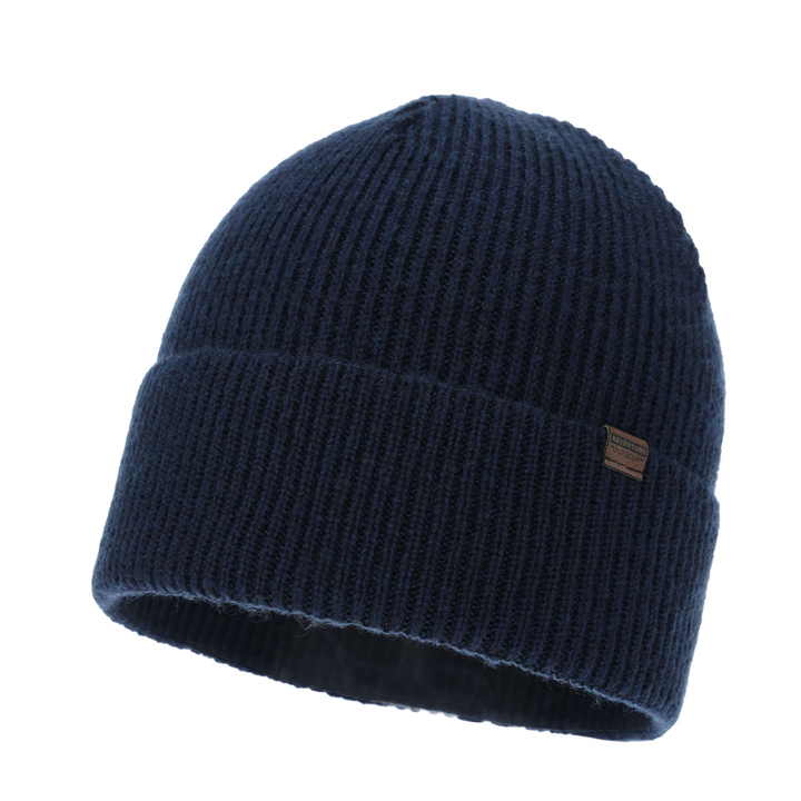 Men's winter hat, navy blue, with merino wool, Korins