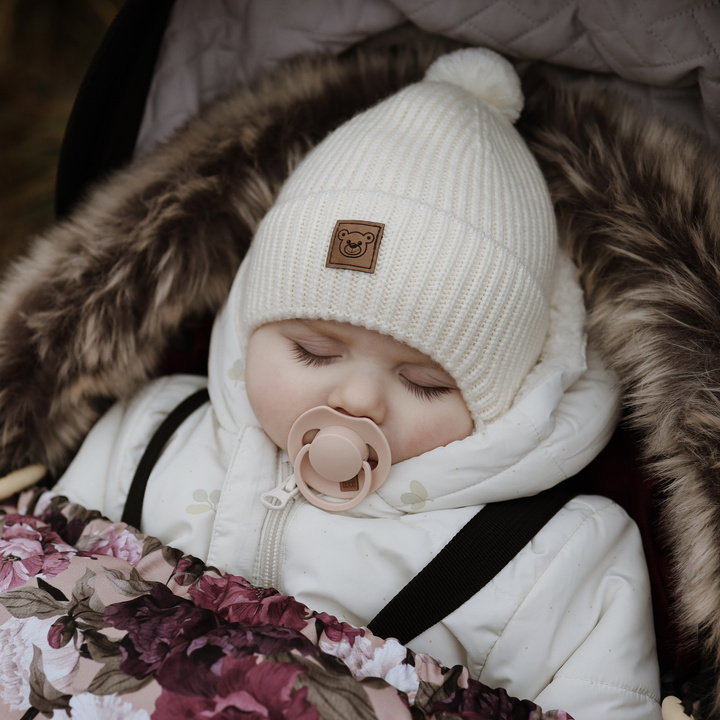 Boy's winter hat ecru 100% extra fine merino wool, lined with wool fleece Tofik