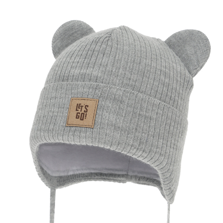 Boy's spring, autumn hat, gray, with ears Dewin