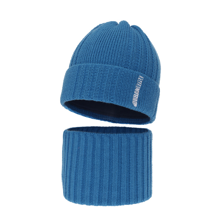 Boy's winter set: hat and tube scarf blue Balaton