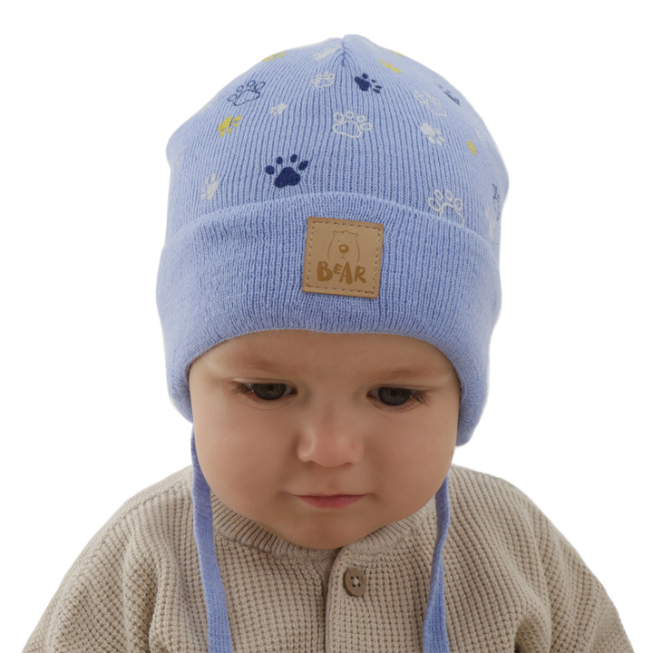 Boy's spring/ autumn hat blue with pompom Folik