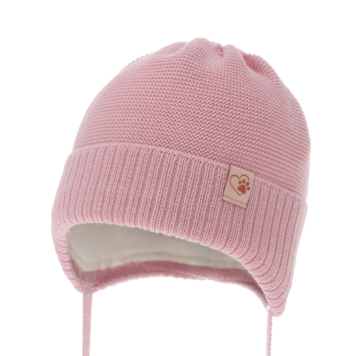 Girl's winter hat pink with merino wool Dari