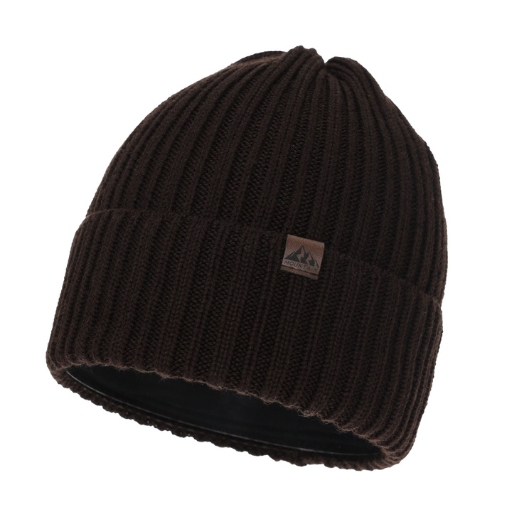 Men's winter hat, brown, with merino wool, Huno