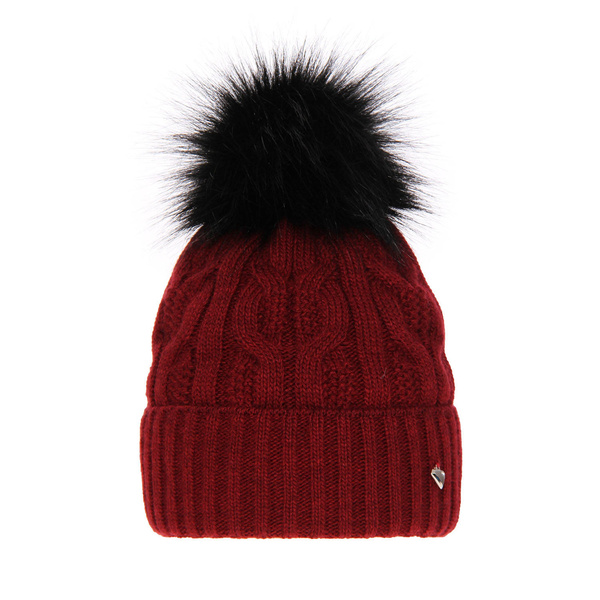 Woman's winter hat burgund Laona with pompom