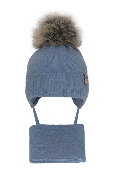 Boy's winter set: blue merino wool hat and scarf Rafael