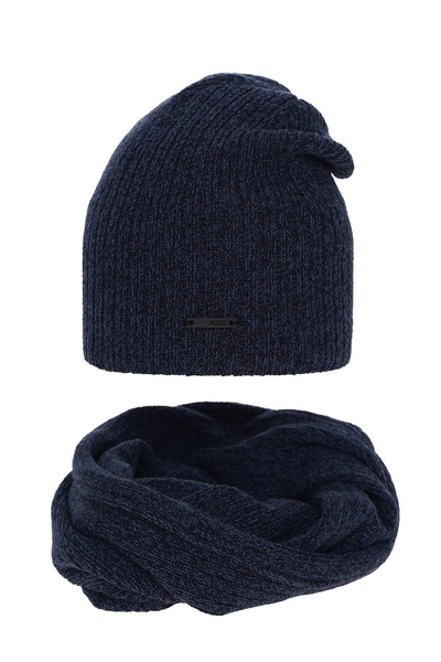 Boy's winter set: hat and tube scarf navy blue Elmer