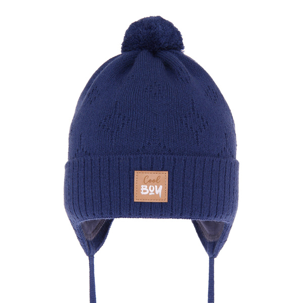 Boy's spring/ autumn hat blue Farel with pompom