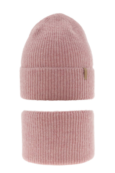 Girl's winter set: hat and tube scarf pink Edila