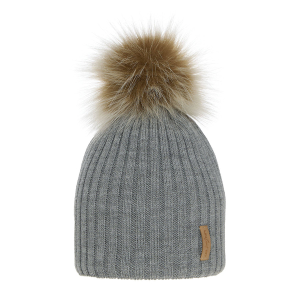 Girl's winter hat grey Werbena with pompom