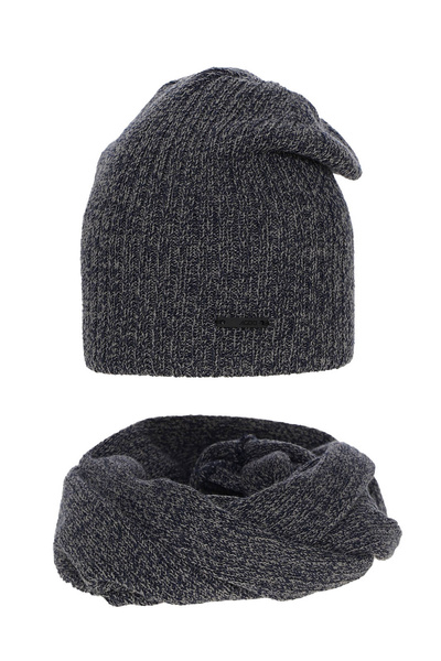 Boy's winter set: hat and tube scarf navy blue Elmer