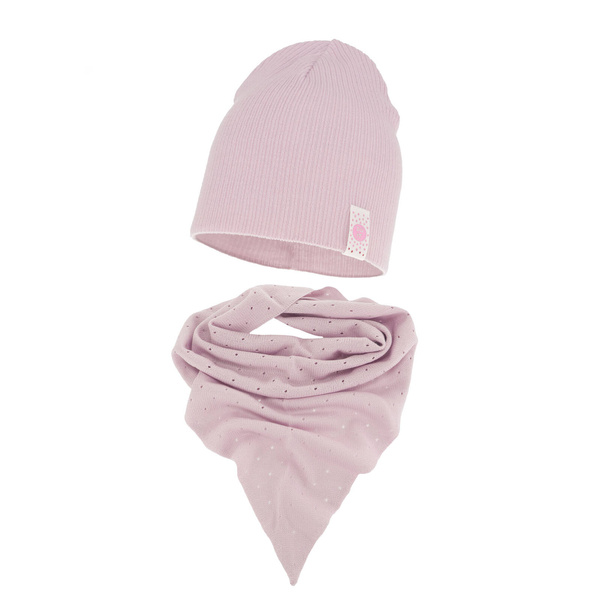 Girl's spring/ autumn set: hat and shawl violet Blanche