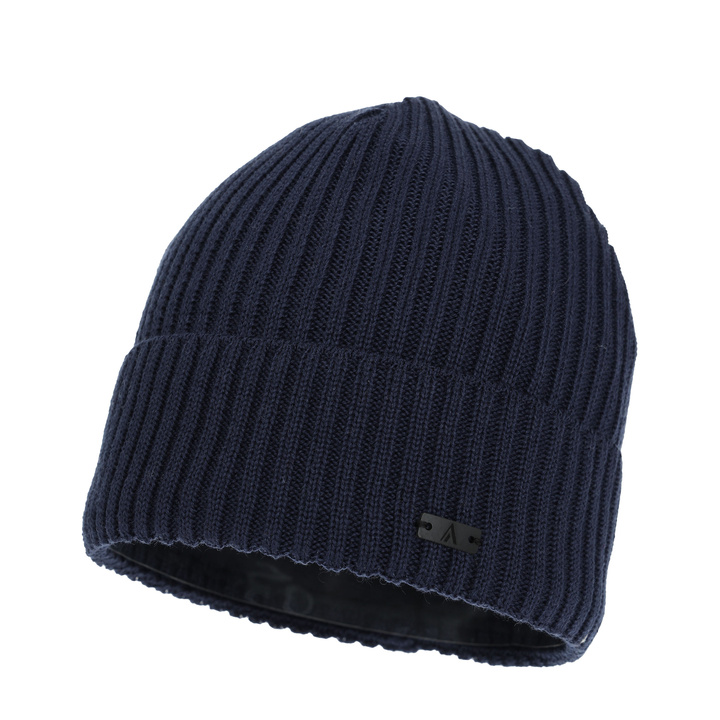Men's winter hat, navy blue, with merino wool, Jeffrey