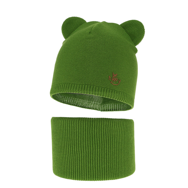 Children's autumn/ spring set: hat and tube scarf green Ludvic