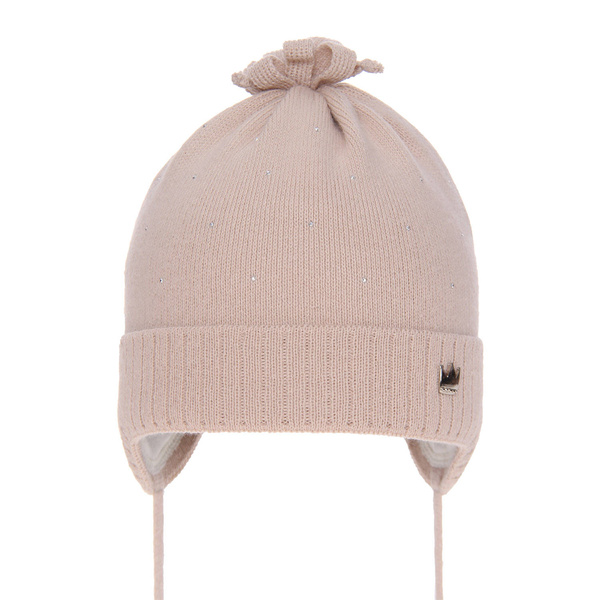 Girl's spring/ autumn hat beige Oliwka with ears