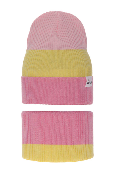 Girl's spring/ autumn set: hat and tube scarf pink Dalila