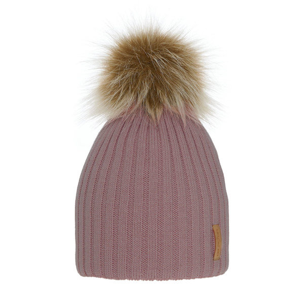 Girl's winter hat pink Werbena with pompom