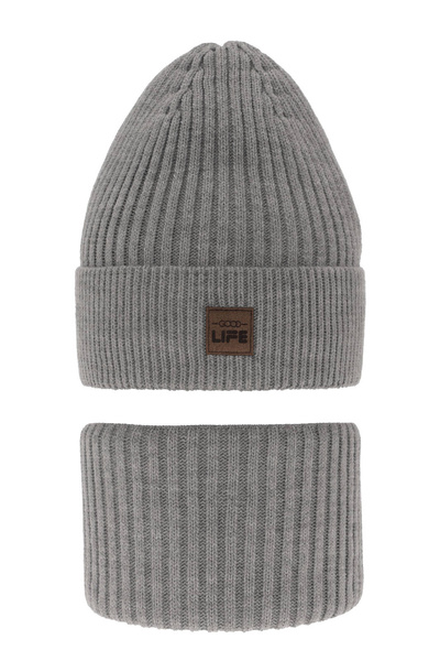 Boy's winter set: hat and tube scarf grey Basilio