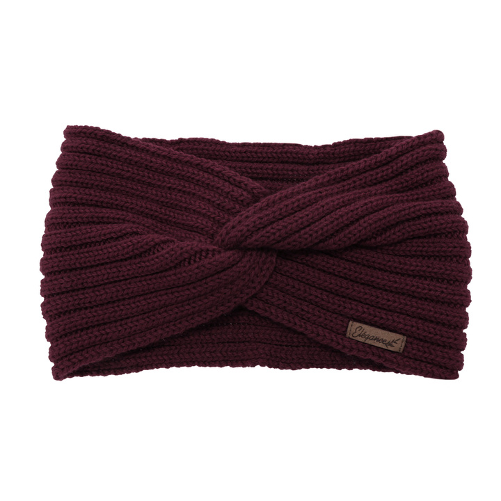 Woman's winter headband, burgundy, 100% merino wool, Veka
