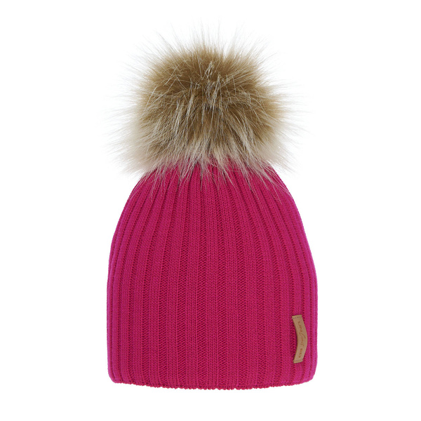 Girl's winter hat pink Werbena with pompom