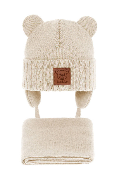 Boy's winter set: hat and scarf beige Petit