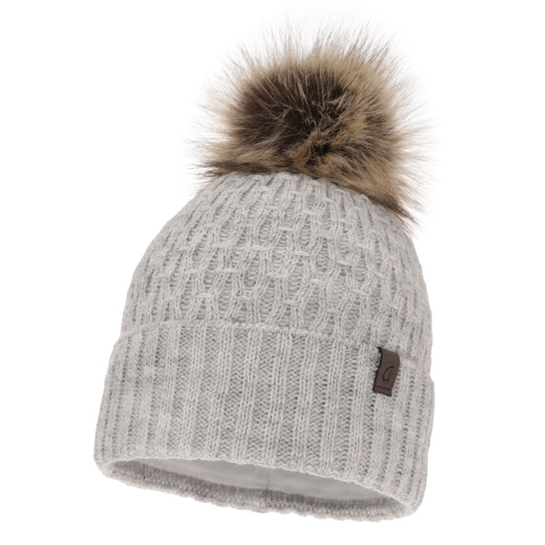 Woman's winter hat grey Gaba with pompom