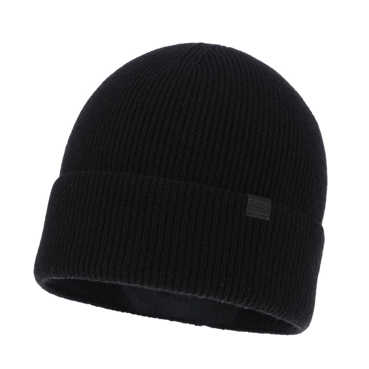 Men's winter hat, black, with merino wool and cashmere, Arwen