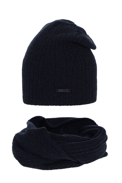 Boy's winter set: hat and tube scarf navy blue Elmer