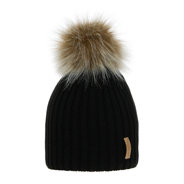 Girl's winter hat black Werbena with pompom