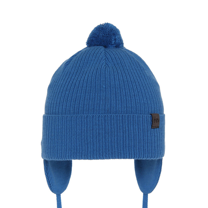 Boy's spring/ autumn hat blue Axel with pompom