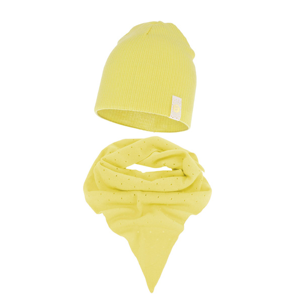 Girl's spring/ autumn set: hat and shawl yellow Blanche