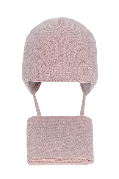 Girl's winter set: hat and scarf pink Moli