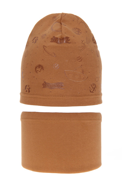 Boy's spring/ autumn set: hat and tube scarf camel Kosmos