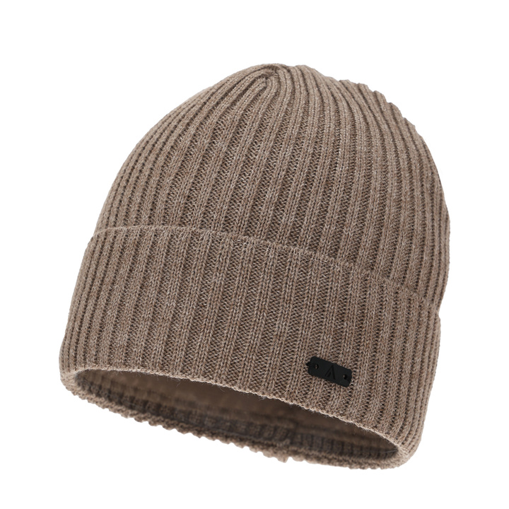 Men's winter hat, beige, with merino wool, Jeffrey